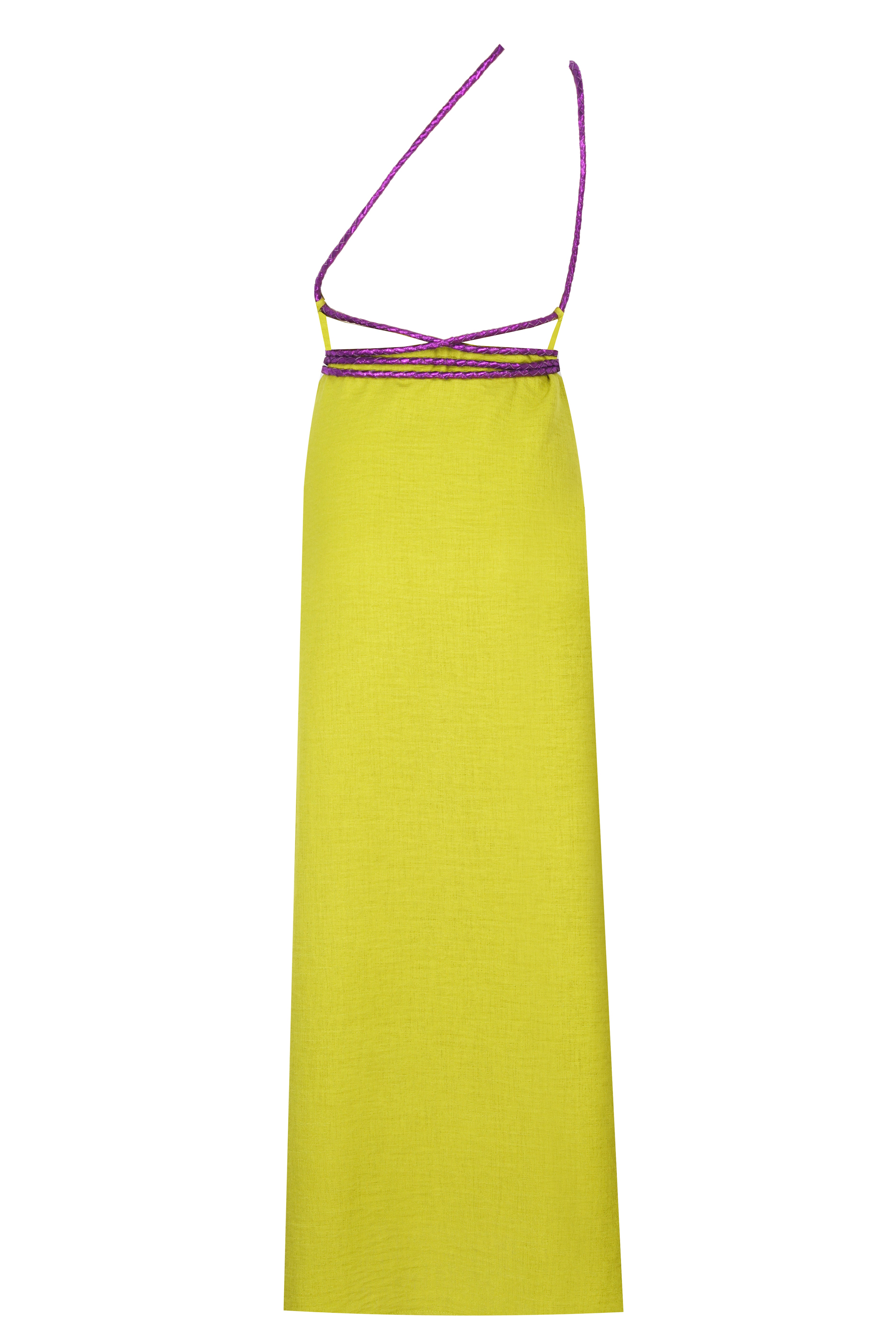 Tek Omuz El Örgüsü Deri Askılı Maxi Elbise