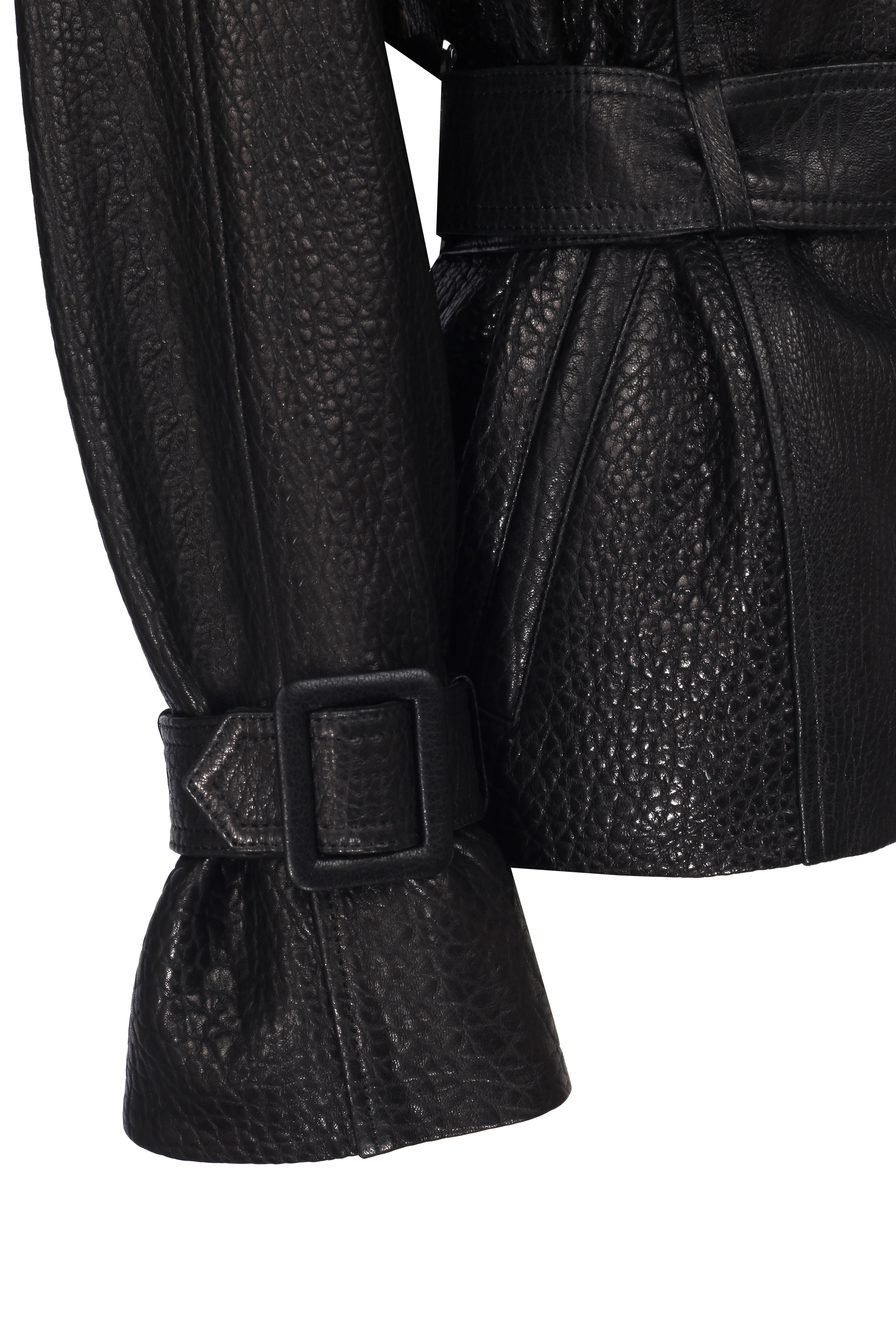 KEMERLİ DERİ CEKET