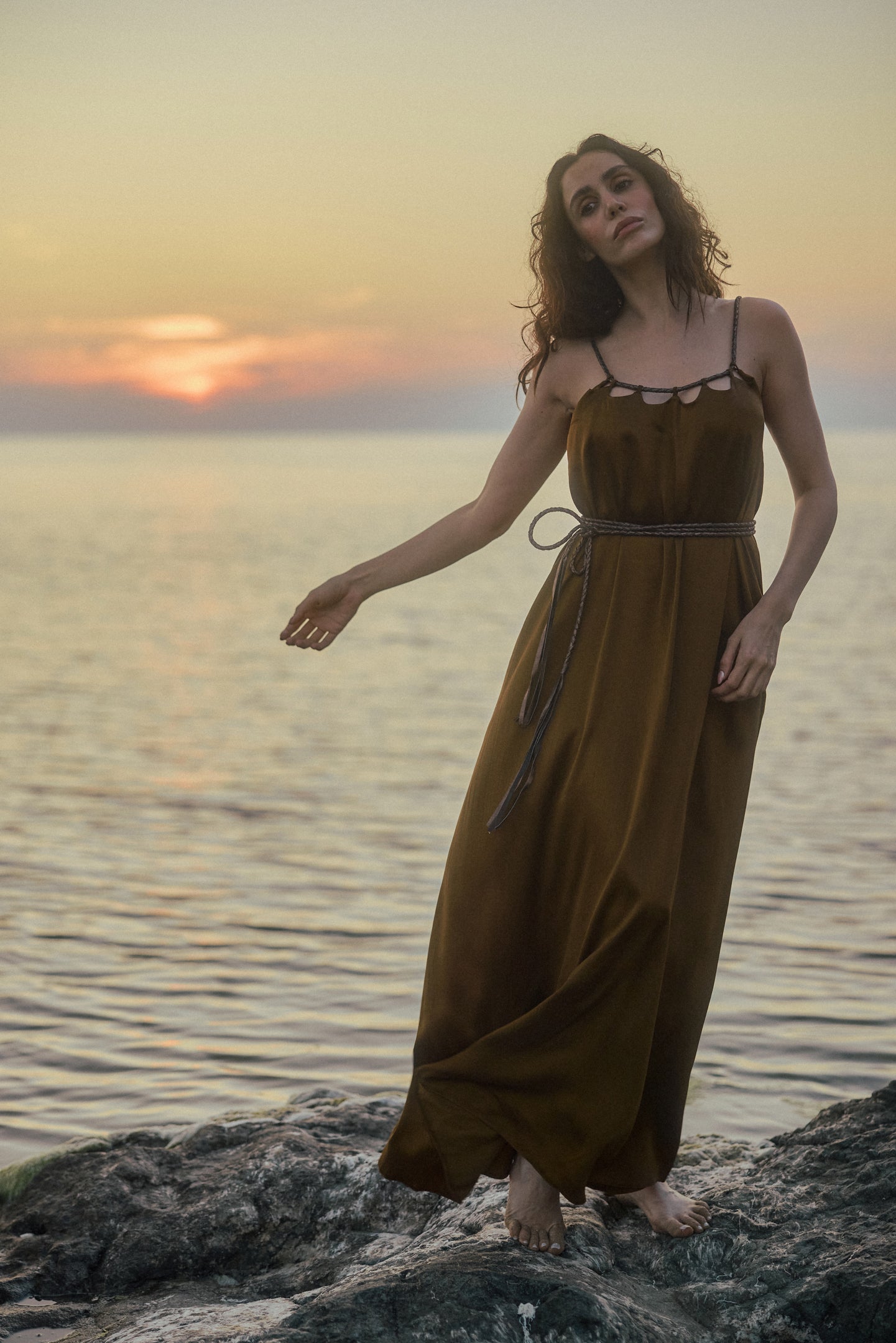 Handmade Leather Strap Long Dress