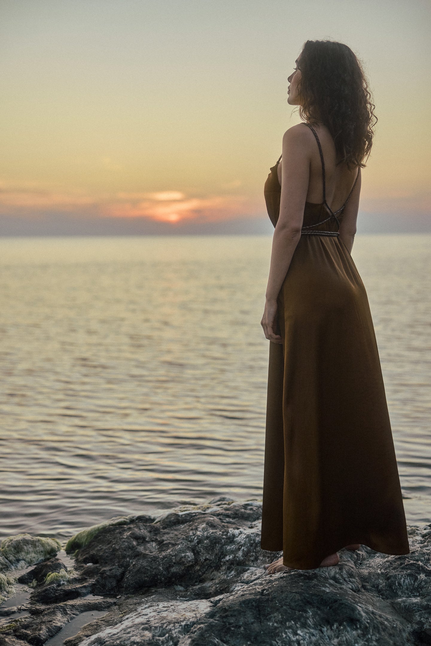 Handmade Leather Strap Long Dress