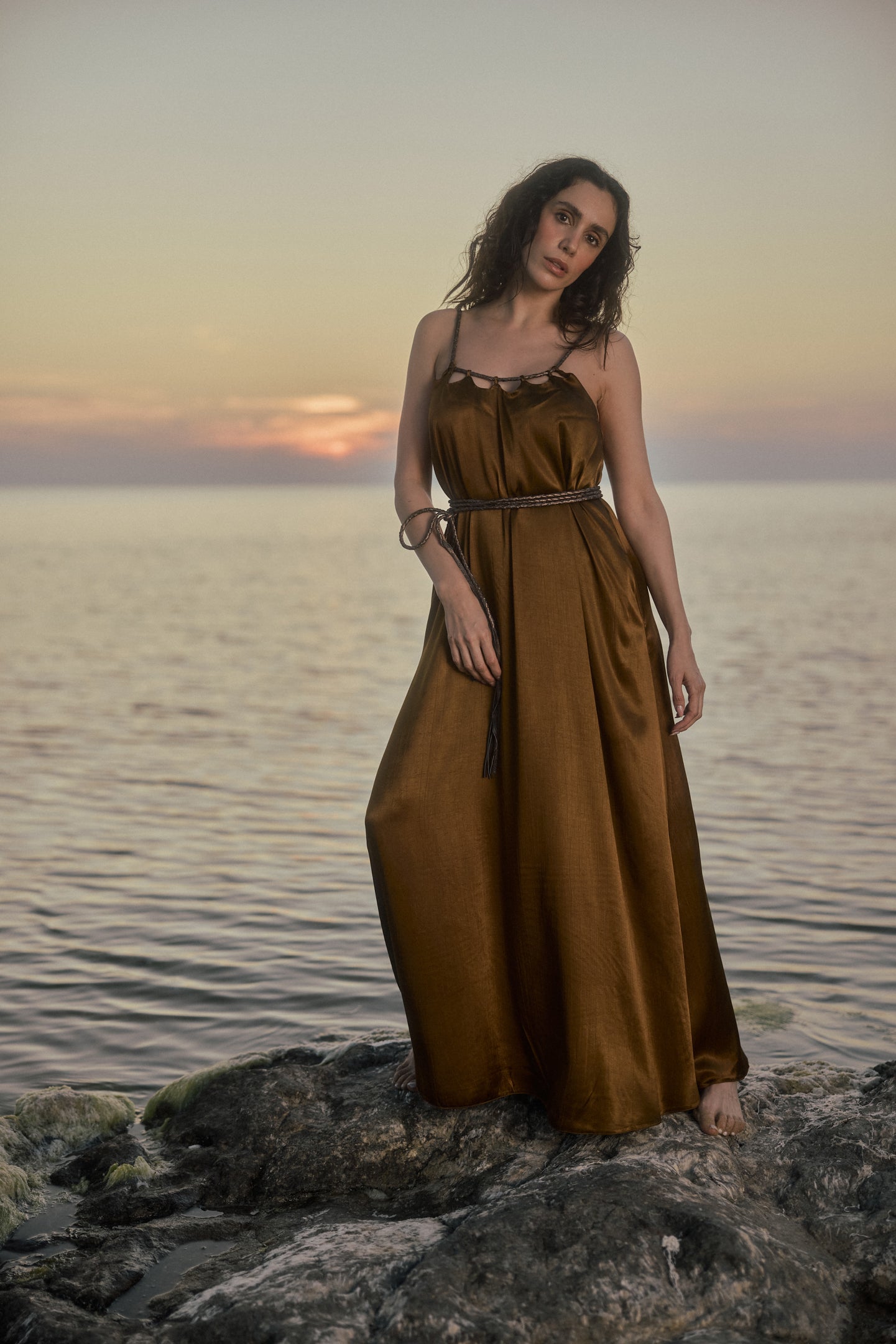 Handmade Leather Strap Long Dress