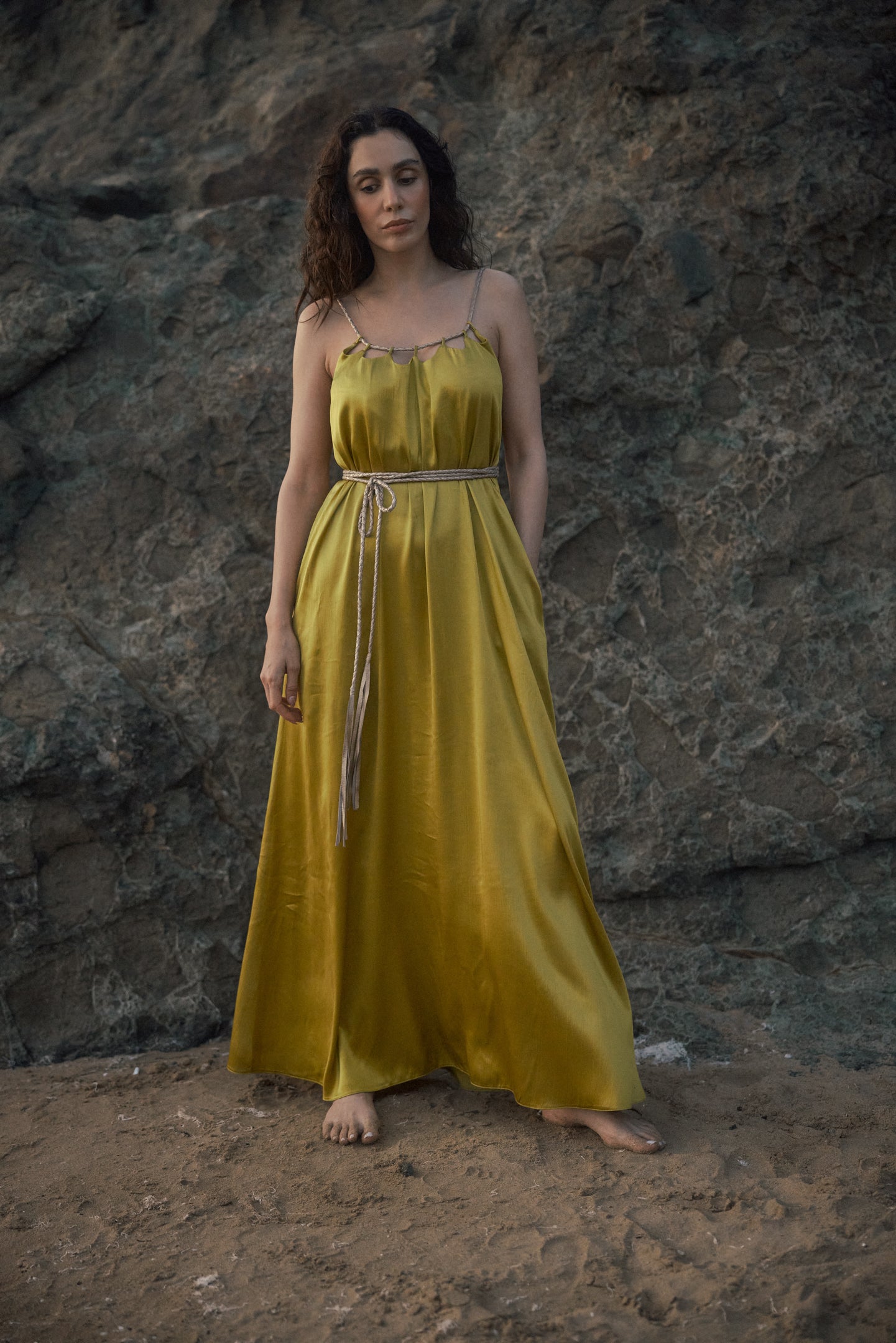 Handmade Leather Strap Long Dress