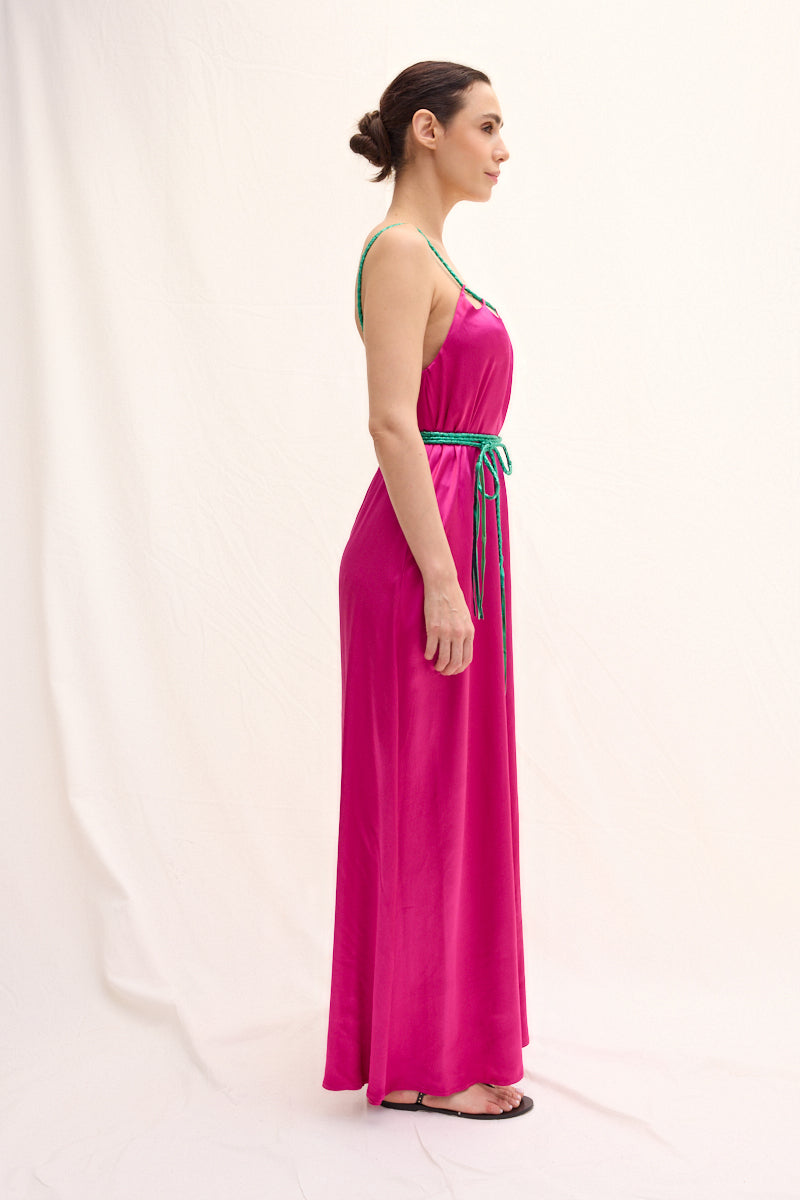 Handmade Leather Strap Long Dress