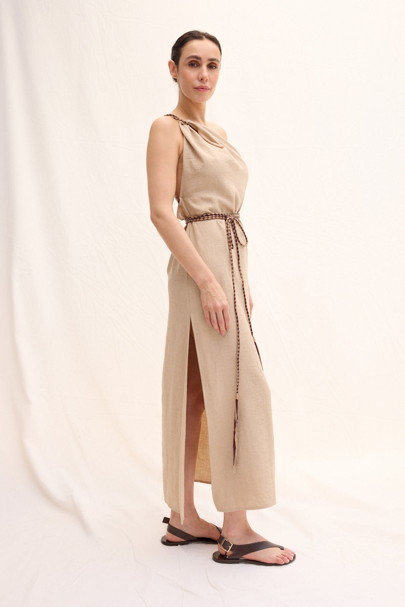 Handmade Leather Strap Long Dress