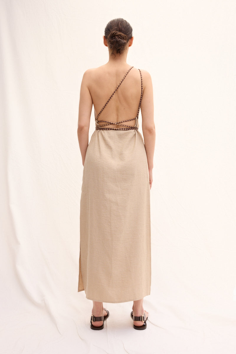 Handmade Leather Strap Long Dress