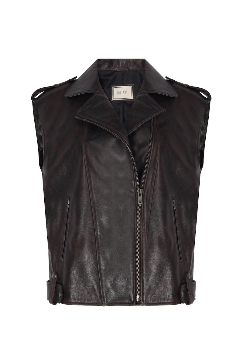Deri Biker Yelek