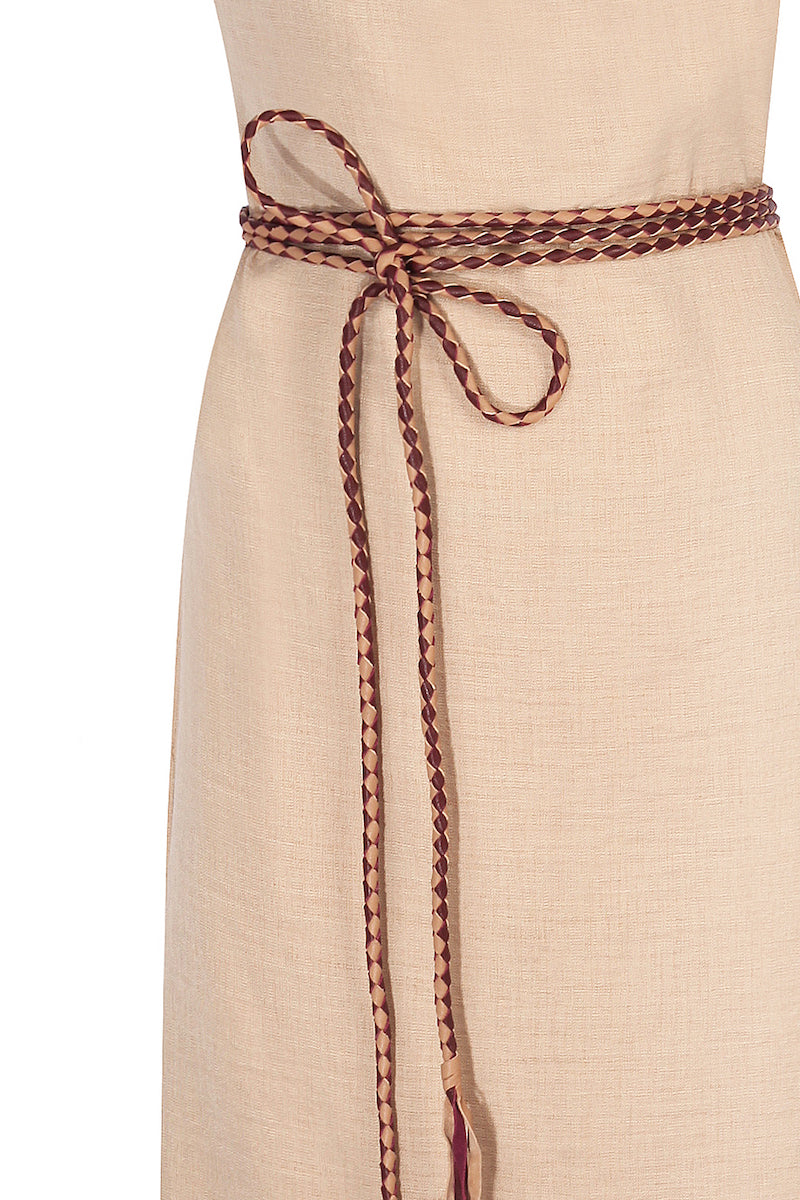 Tek Omuz El Örgüsü Deri Askılı Maxi Elbise