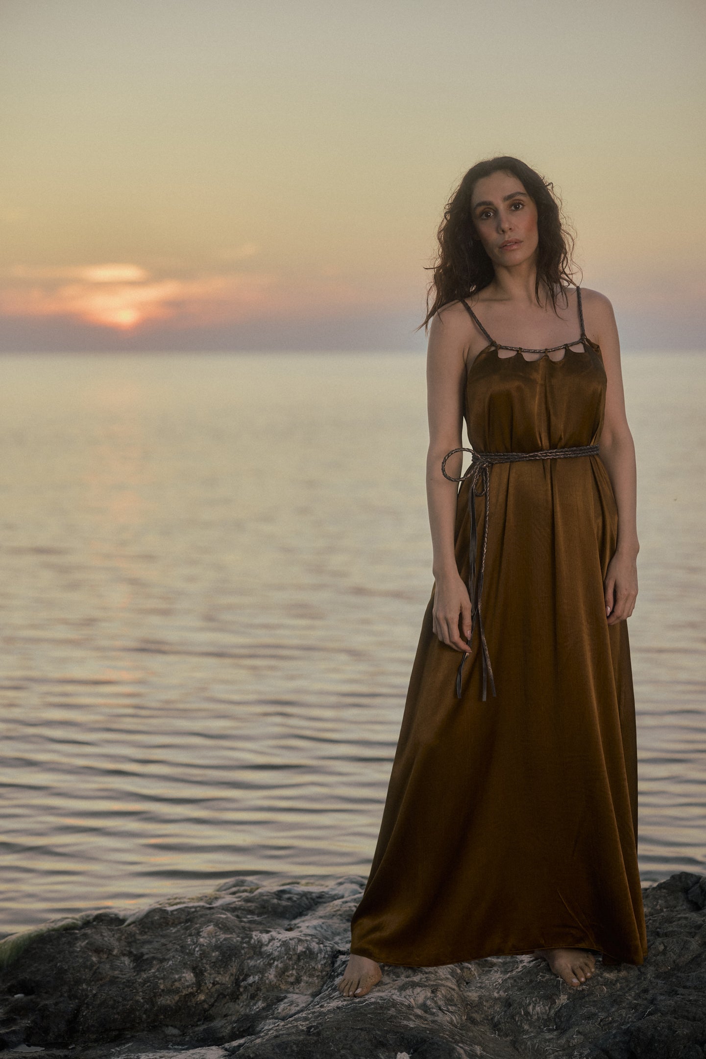 Handmade Leather Strap Long Dress
