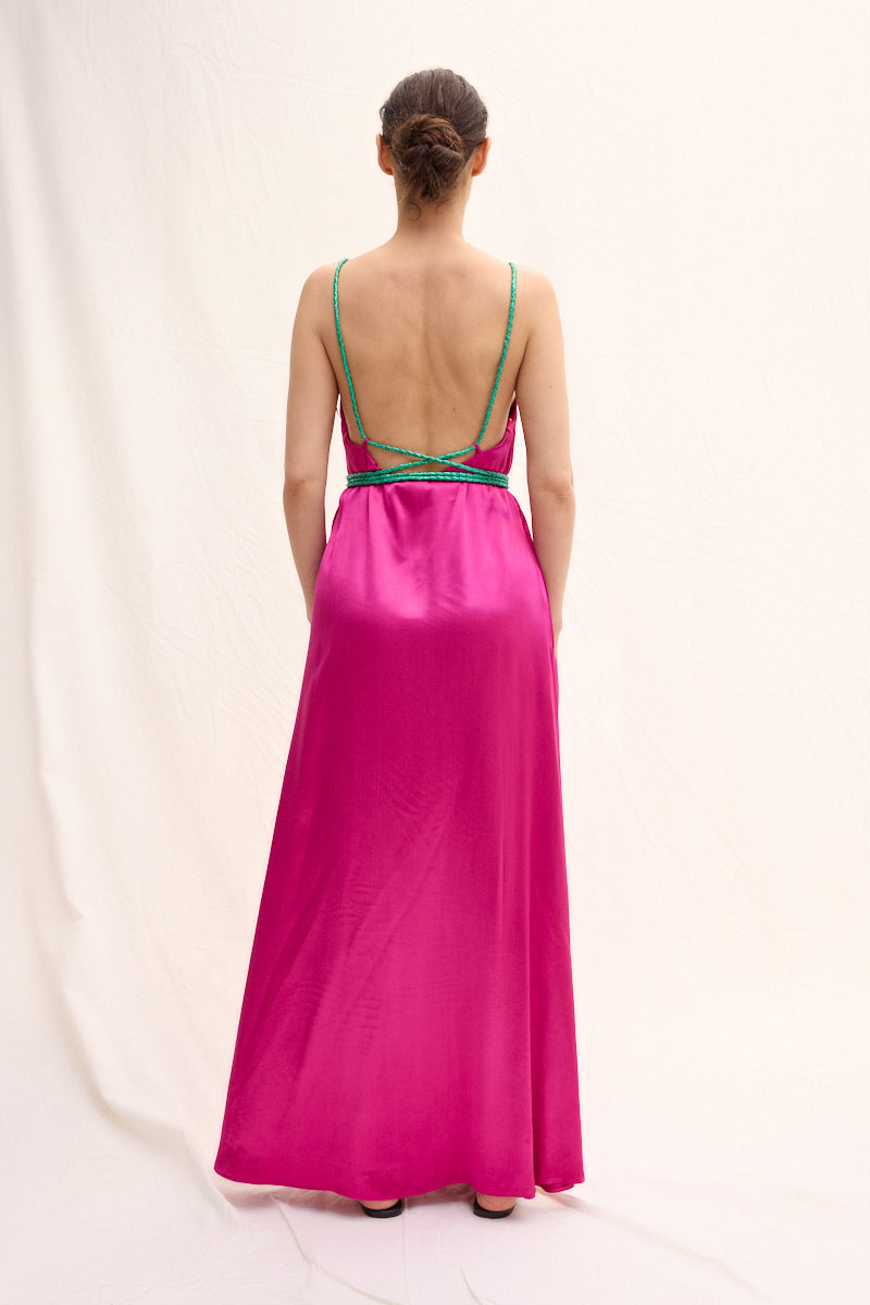 Handmade Leather Strap Long Dress