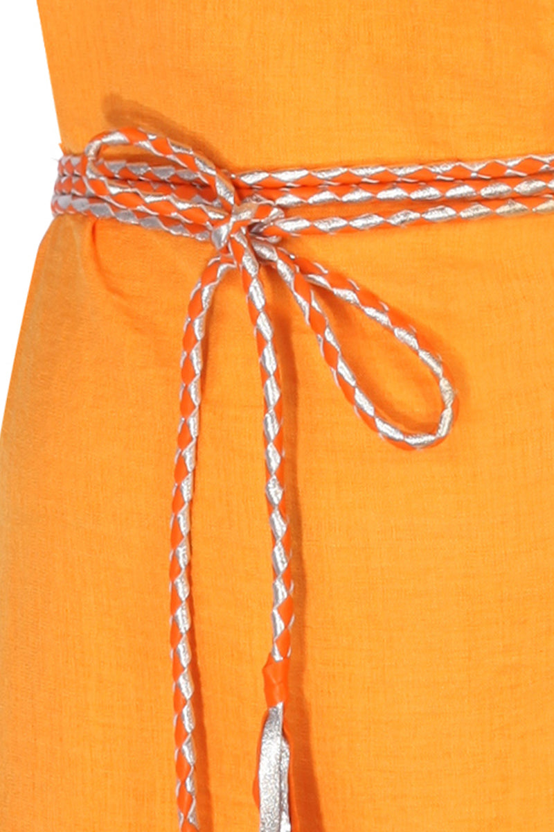 Tek Omuz El Örgüsü Deri Askılı Maxi Elbise