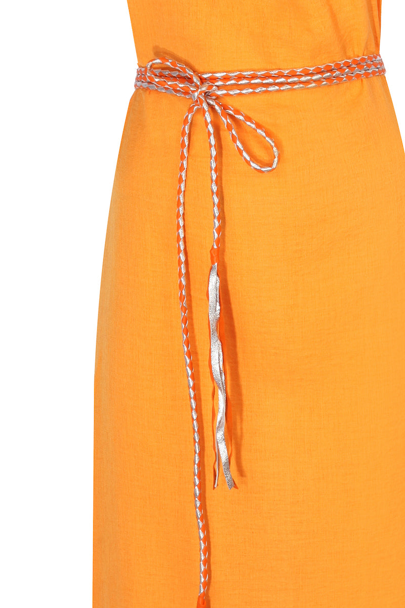 Tek Omuz El Örgüsü Deri Askılı Maxi Elbise